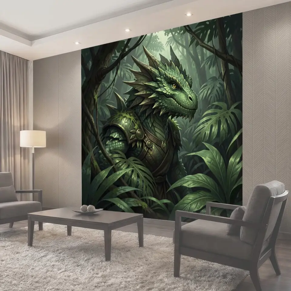 Фотообои Дракон в тропических джунглях