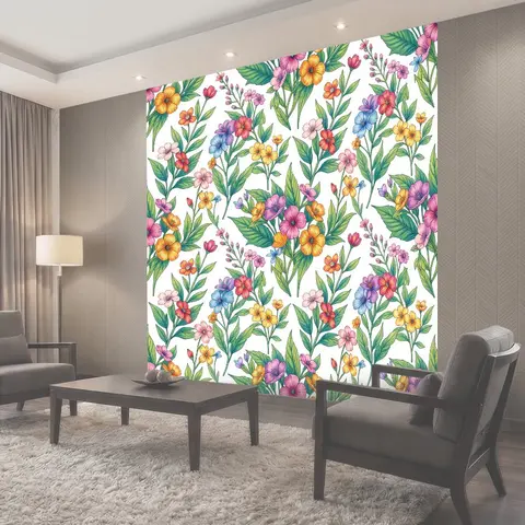 Фотообои Тропические цветы на белом фоне