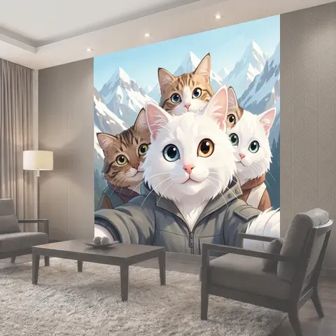 Фотообои Коты в горах зимой