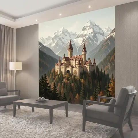 Фотообои Средневековый замок в Альпах
