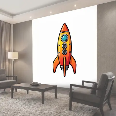 Фотообои Ретро-ракета с иллюминаторами