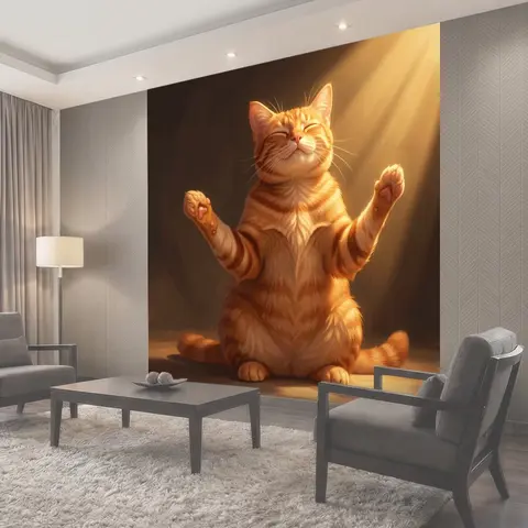 Фотообои Рыжий кот под лучами света