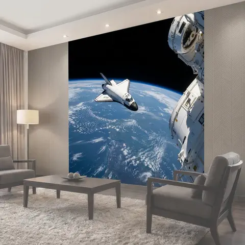 Фотообои Космический корабль над Землей