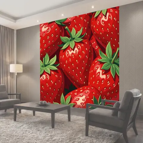 Фотообои Спелая клубника крупным планом