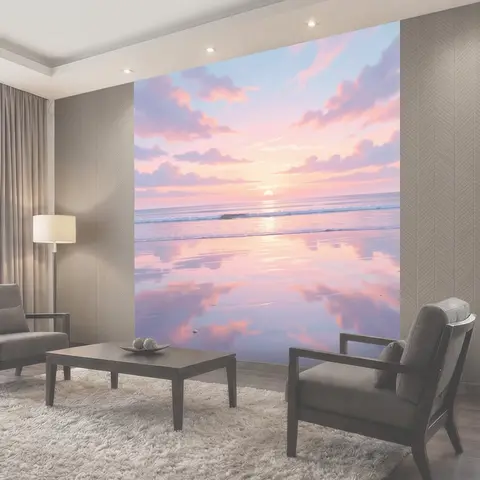 Фотообои Розовый морской закат