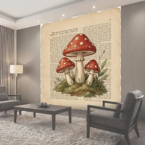 Фотообои Лесные грибы на винтажном фоне