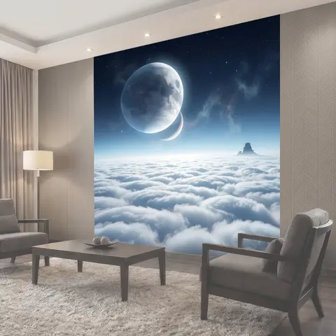 Фотообои Фантастический космос над облаками