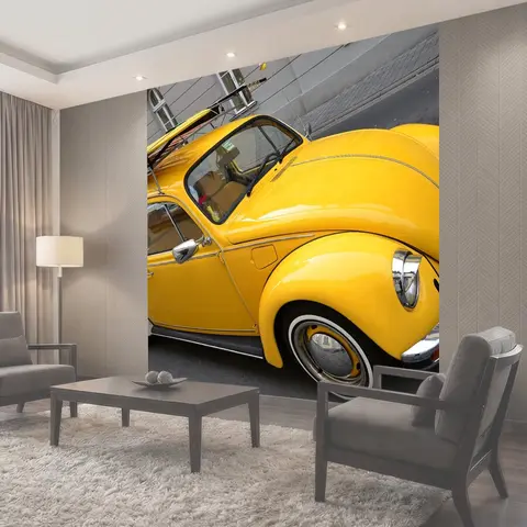 Фотообои Vw beetle, желтый жук, volkswagen vw