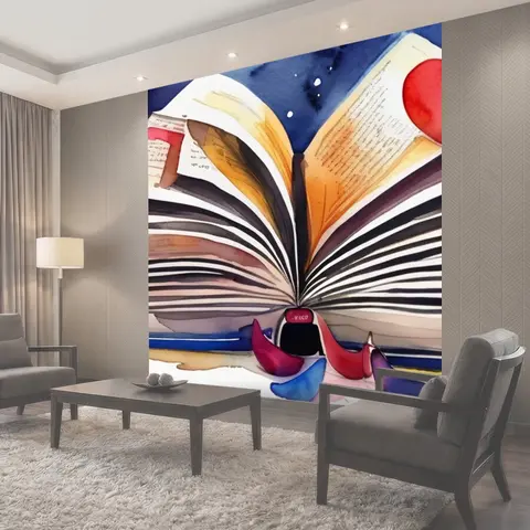 Фотообои Любовь книга в стиле акварель