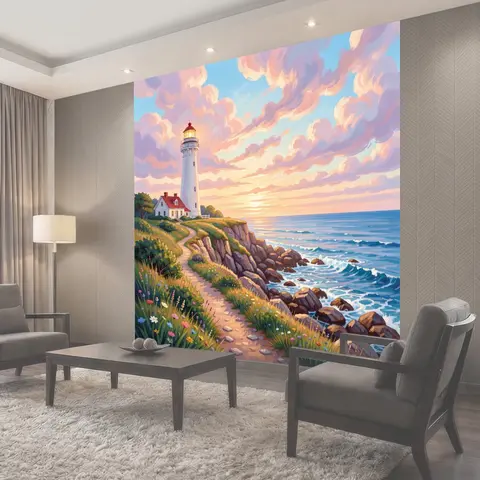 Фотообои Маяк на морском утесе