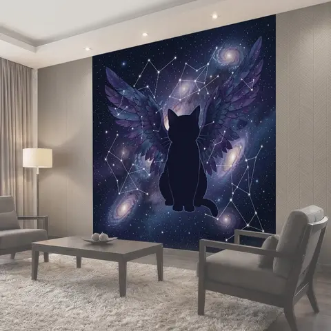 Фотообои Кошка с космическими крыльями
