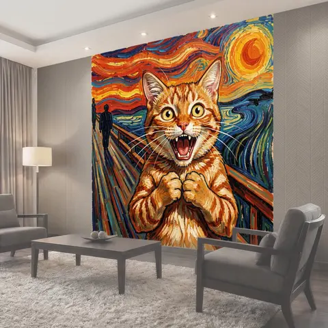 Фотообои Удивленный кот на мосту