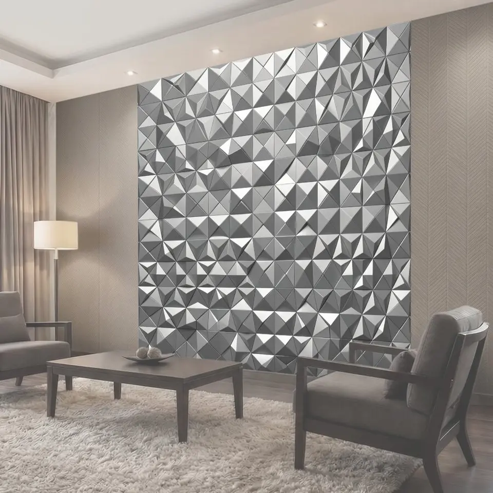 Фотообои Геометрические 3D пирамиды серого