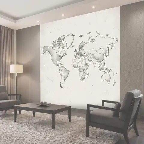 Фотообои Контурная карта мира в минимализме