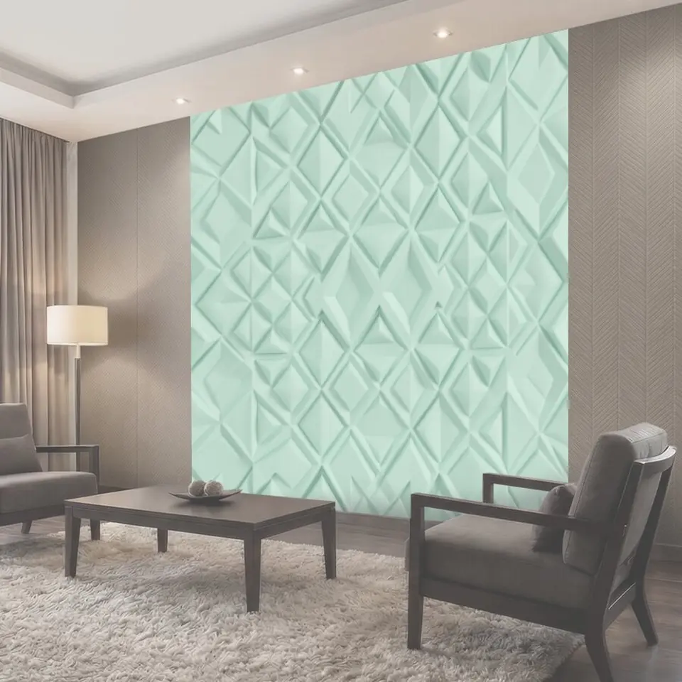 Фотообои Мятный геометрический 3D-паттерн