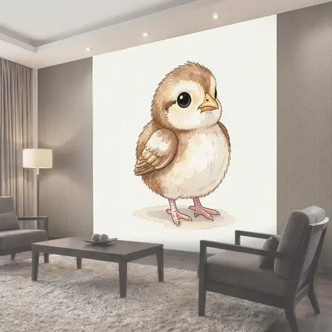 Фотообои Милый цыпленок акварелью