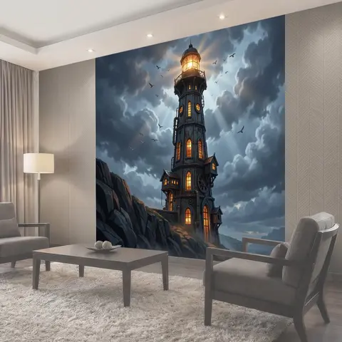 Фотообои Сказочный маяк на скале