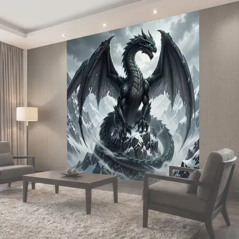 Фотообои Дракон в заснеженных горах