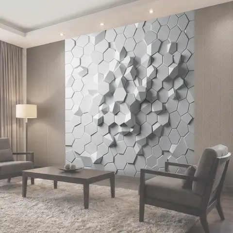 Фотообои Белая геометрическая 3D абстракция