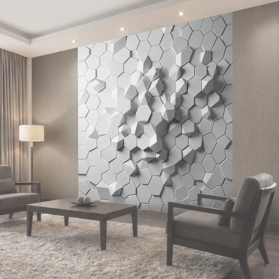 Фотообои Белая геометрическая 3D абстракция