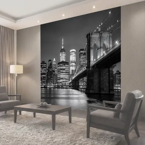 Фотообои Ночной Бруклинский мост и небоскрёбы