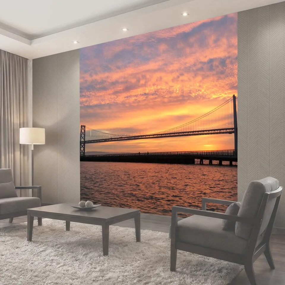 Фотообои Восход солнца над Bay Bridge в Сан-Франциско в 7:00 утра в четверг