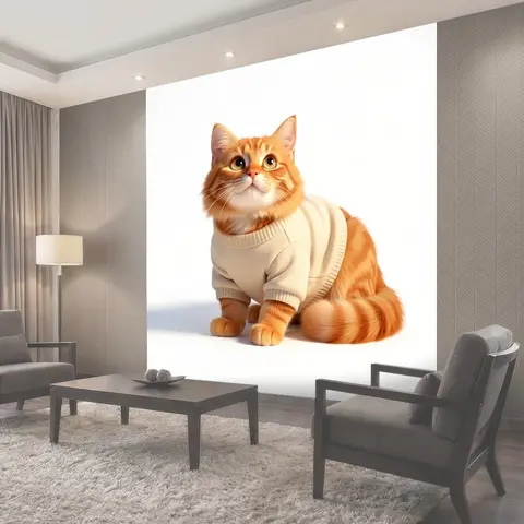 Фотообои Рыжий кот в бежевом свитере