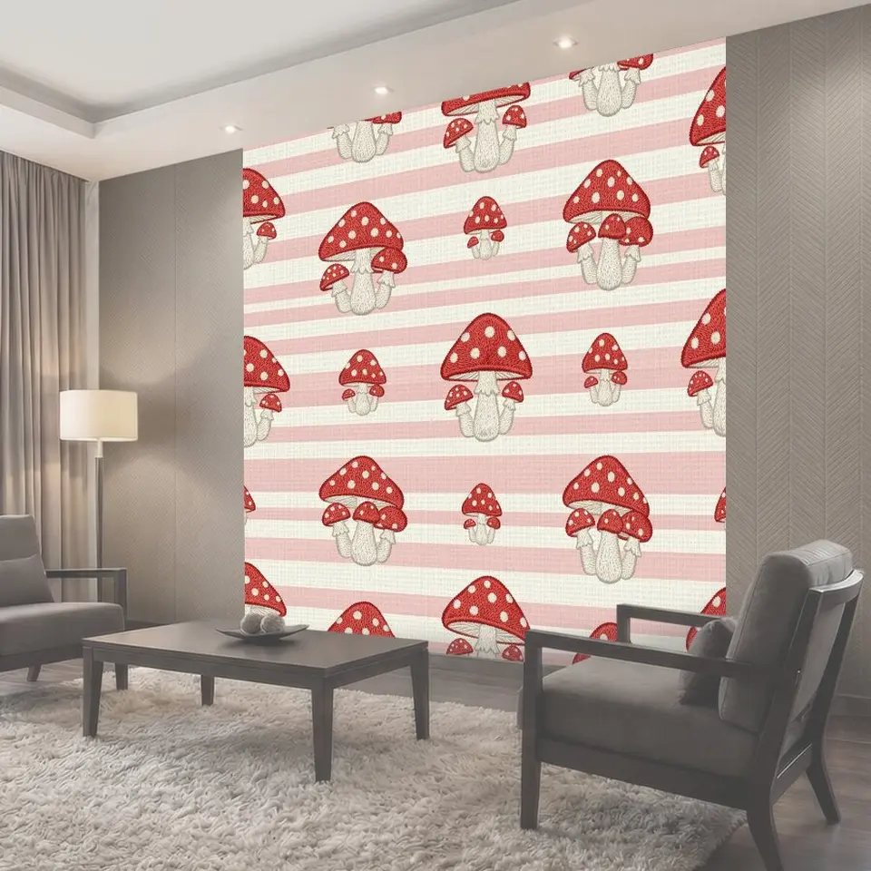 Фотообои Грибной паттерн в полосках
