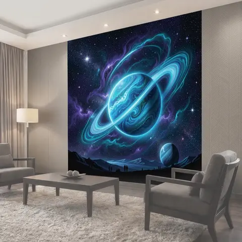 Фотообои Космическое кольцо и планеты
