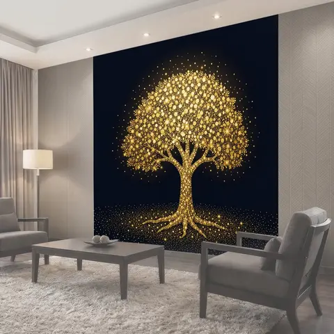 Фотообои Золотое дерево с искрами