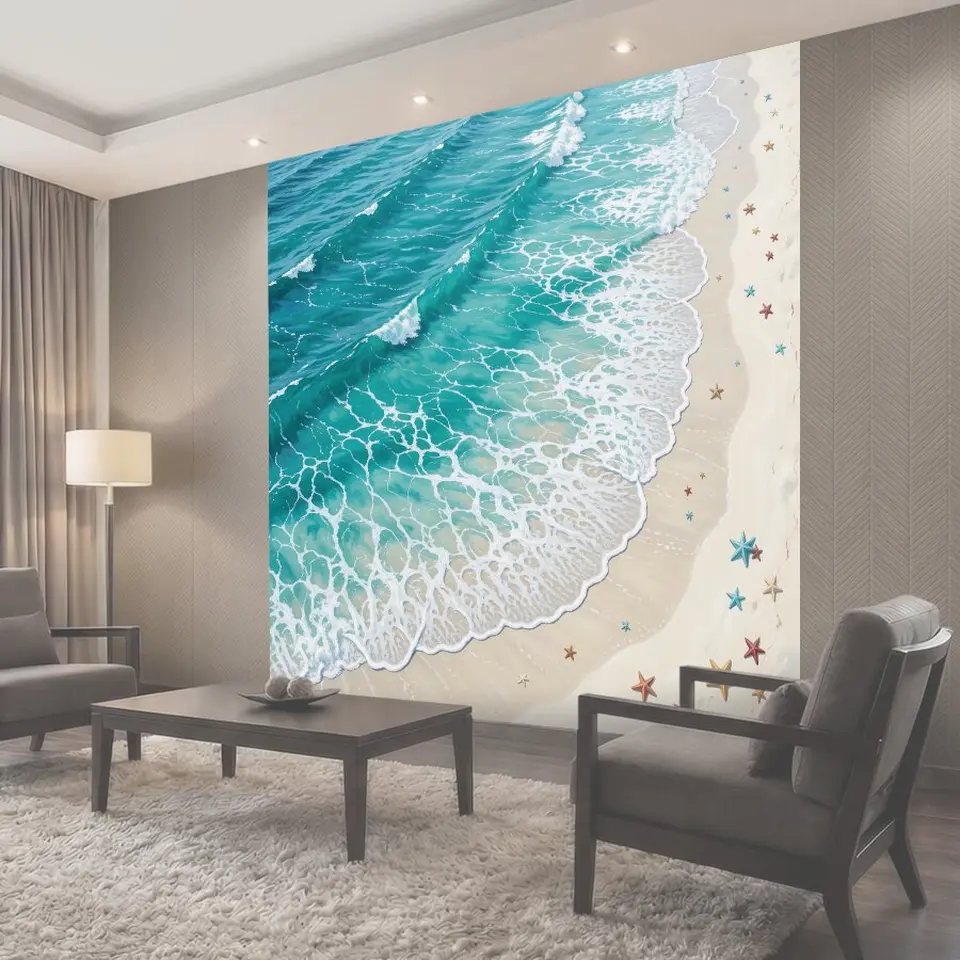 Фотообои Бирюзовый прибой и морские звёзды