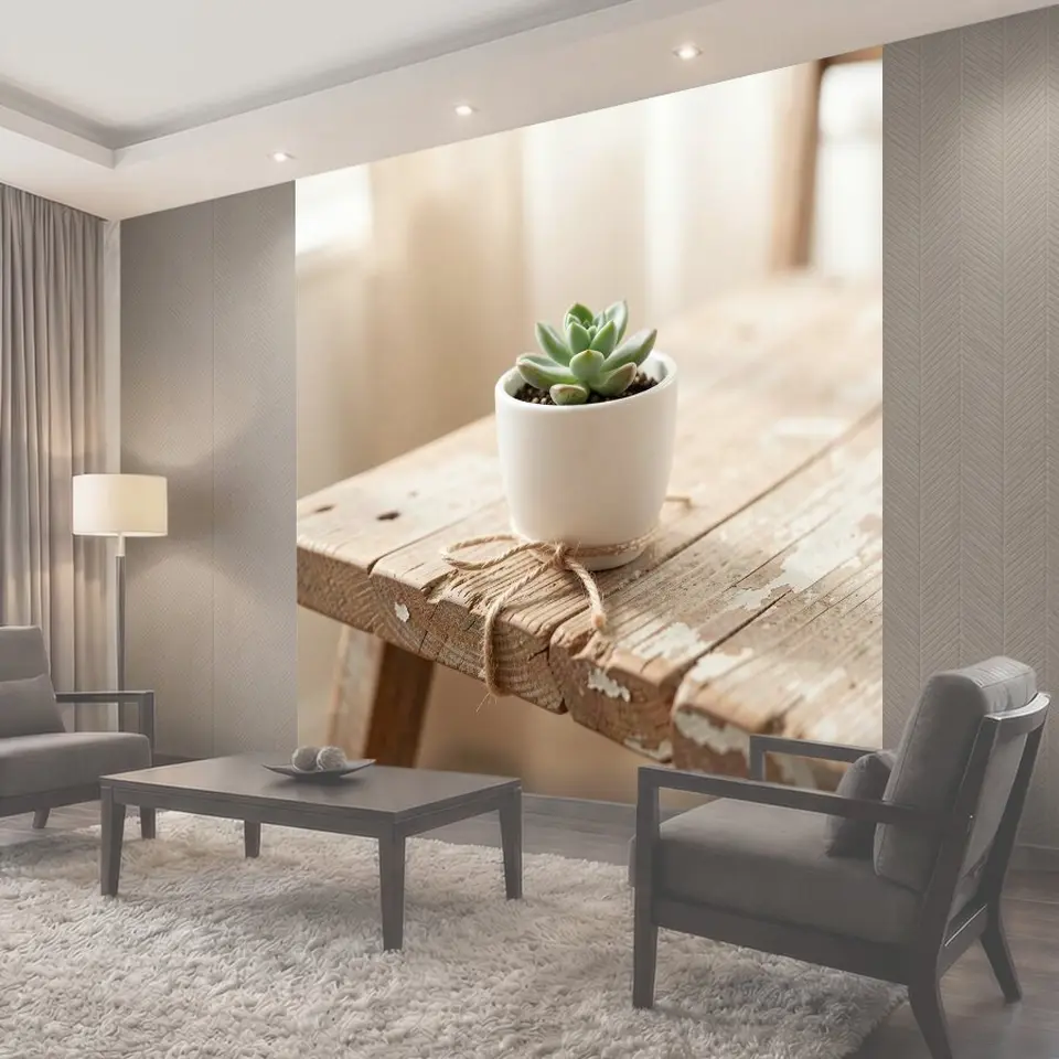 Фотообои Суккулент в белом горшке