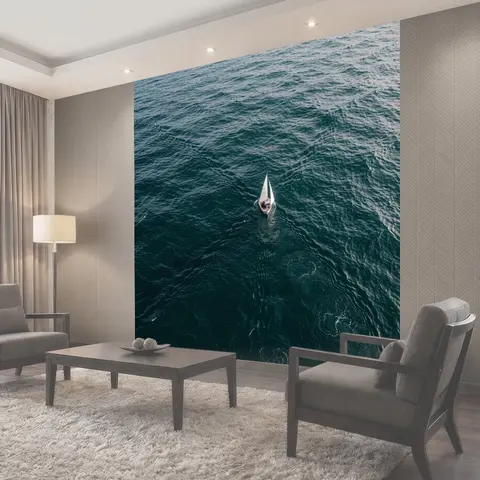 Фотообои Одинокая яхта в море