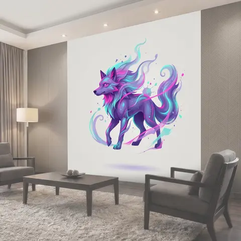 Фотообои Неоновый лис в движении