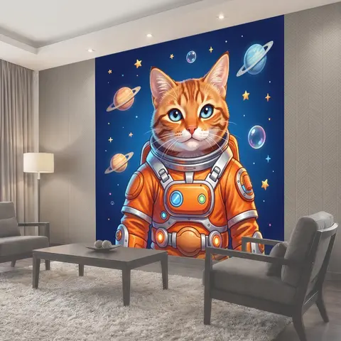 Фотообои Космический кот в скафандре