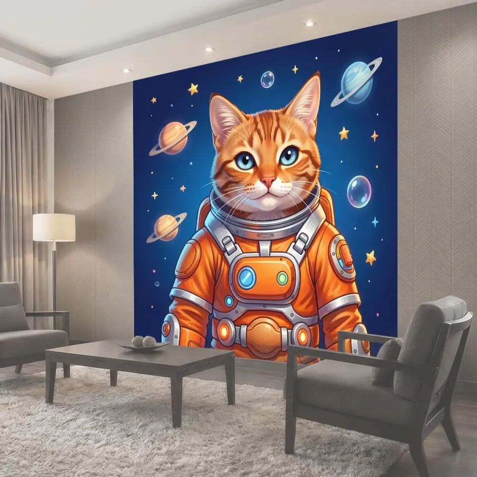 Фотообои Космический кот в скафандре