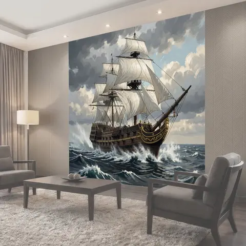Фотообои Парусник в бурном море