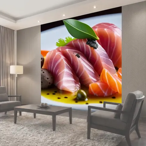 Фотообои Сашими с трюфелями и оливковым маслом