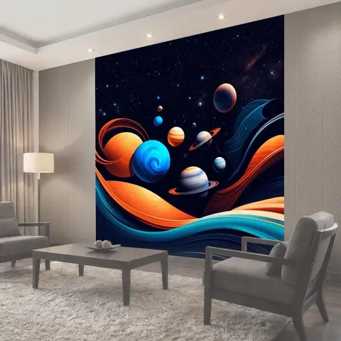 Фотообои Космос с абстрактными планетами