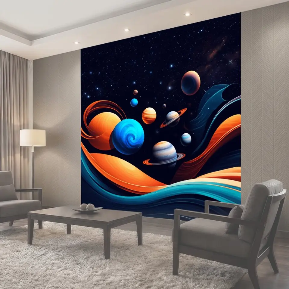 Фотообои Космос с абстрактными планетами