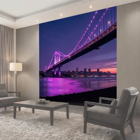 Фотообои Подсвеченный мост над водой