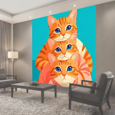 Фотообои Три рыжих котенка