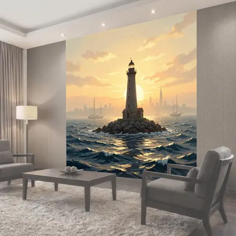 Фотообои Маяк на морском закате