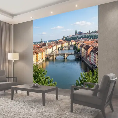 Фотообои Старинный европейский город с рекой
