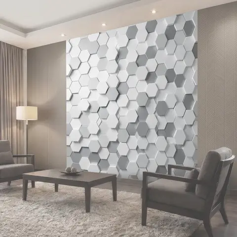 Фотообои Белый геометрический 3D орнамент