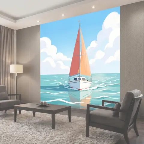 Фотообои Парусная яхта в море