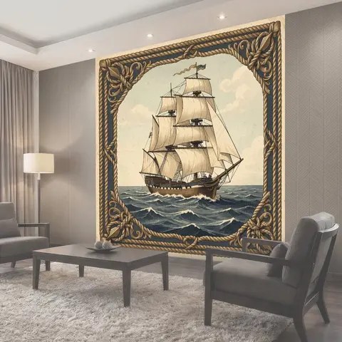 Фотообои Парусник среди морских волн