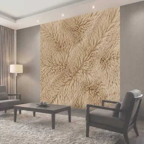Фотообои Пушистая бежевая шерсть
