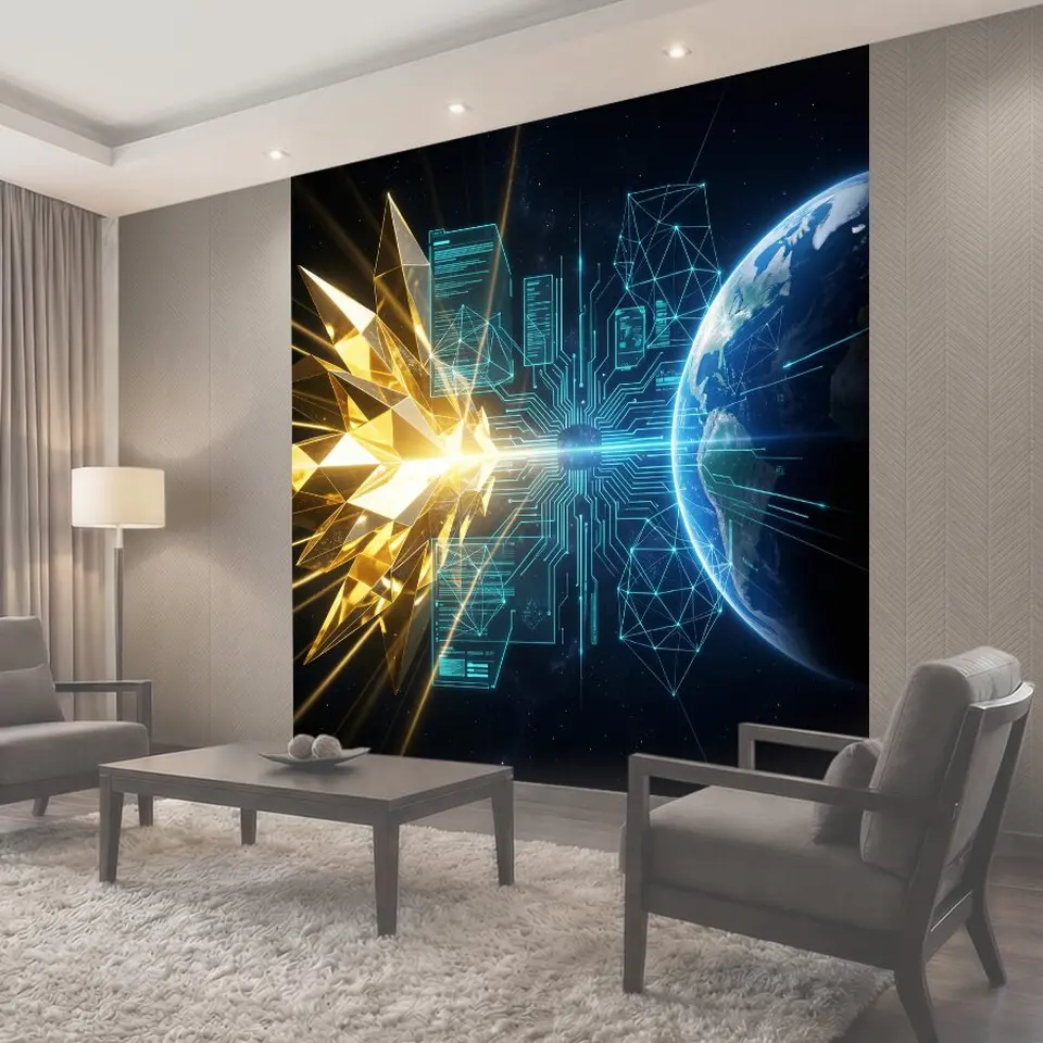 Фотообои Земля и цифровой кристалл