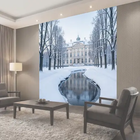 Фотообои Старинный особняк в снегу